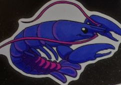 Sticker of a purple lobster