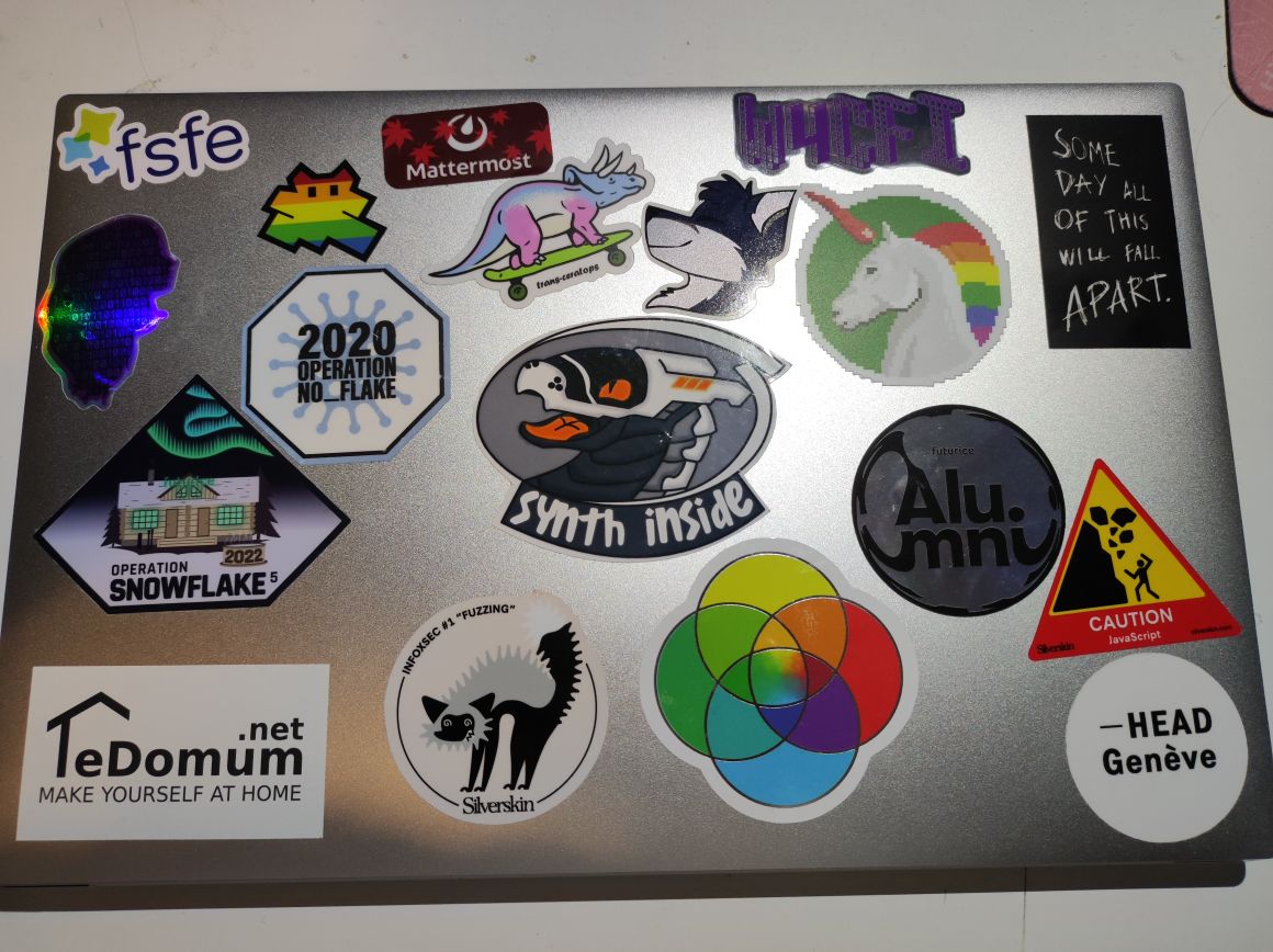 Picture of Dell XPS Laptop with stickers all over